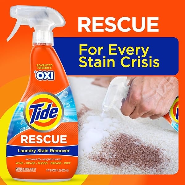 Tide Quitamanchas para la ropa con oxi, ropa de rescate, tapicería, alfombras y más de Tough Stains (21.5 onzas líquidas, paquete de 2) - Image 5