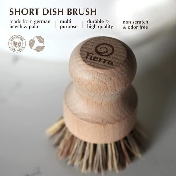 Tierra Juego de brochas de madera ecológicas y esponjas de limpieza – 5 piezas – 100% biodegradable y sostenible - Image 4