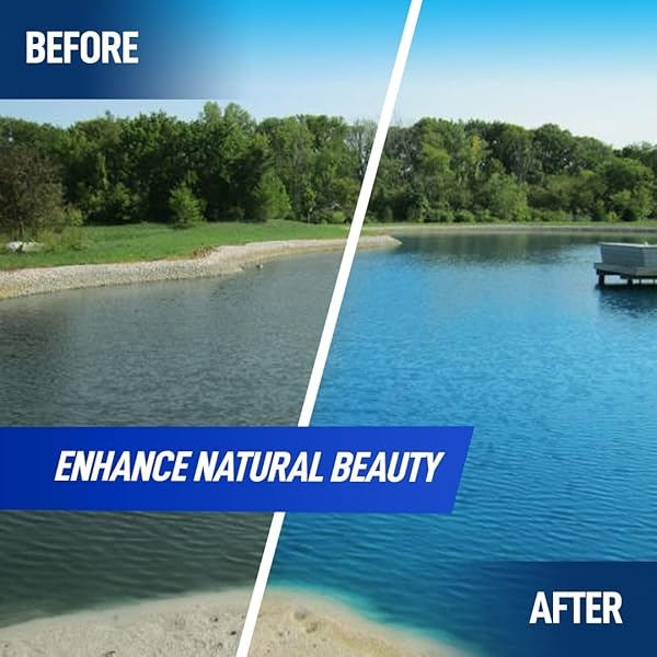 Tinte azul para estanque, transforma el agua marrón turbia en color azul natural, tinte súper concentrado para lago y estanque, sombra líquida para estanque hasta 1 acre, seguro para peces y vida silvestre (32 onzas) - Image 3
