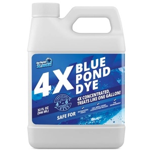 Tinte azul para estanque, transforma el agua marrón turbia en color azul natural, tinte súper concentrado para lago y estanque, sombra líquida para estanque hasta 1 acre, seguro para peces y vida silvestre (32 onzas)