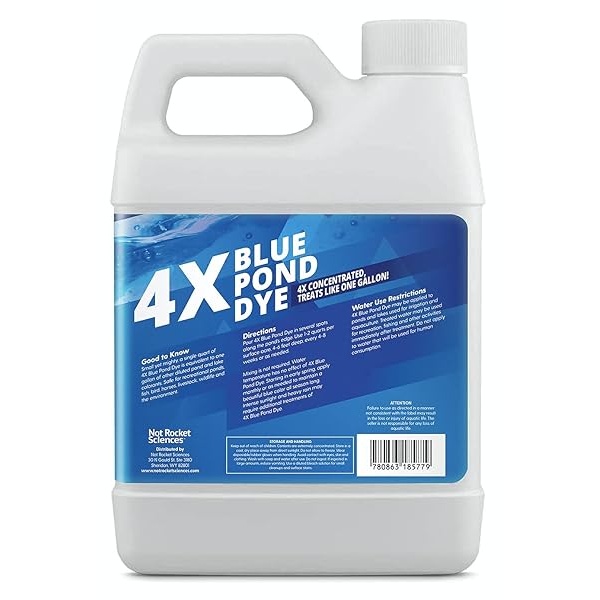 Tinte azul para estanque, transforma el agua marrón turbia en color azul natural, tinte súper concentrado para lago y estanque, sombra líquida para estanque hasta 1 acre, seguro para peces y vida silvestre (32 onzas) - Image 7