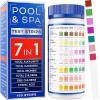 Tiras de prueba de piscina y spa, kit de prueba de piscina 7 en 1, tiras de prueba de tina de hidromasaje rápidas y precisas, 100 tiras de prueba de agua de piscina para pH, cloro, bromo, dureza alcalinidad, ácido cianúrico