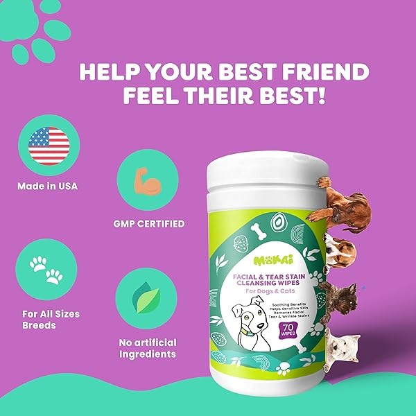 Toallitas faciales ZPAW para manchas de ojos y lágrimas para perros y gatos, toallitas extra suaves con fórmula suave sin fragancia que elimina la descarga de ojos y reduce las manchas de lágrima y saliva (70 toallitas) - Image 8