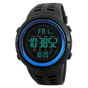 Tonnier - Reloj de pulsera para hombre, multifunción, digital, LED, militar, con doble hora, cronómetro, resistente al agua, para hombre con correa de poliuretano, Azul