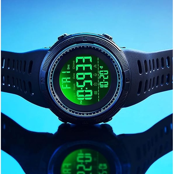 Tonnier - Reloj de pulsera para hombre, multifunción, digital, LED, militar, con doble hora, cronómetro, resistente al agua, para hombre con correa de poliuretano, Azul - Image 8