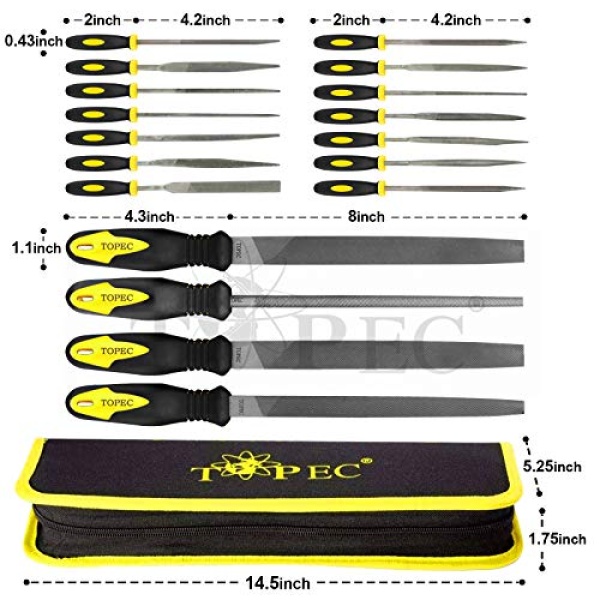Topec 26Pcs Juego de limas, redondas y planas de acero al carbono, ideal para trabajos en madera, metal, modelismo y hobby. - Image 5