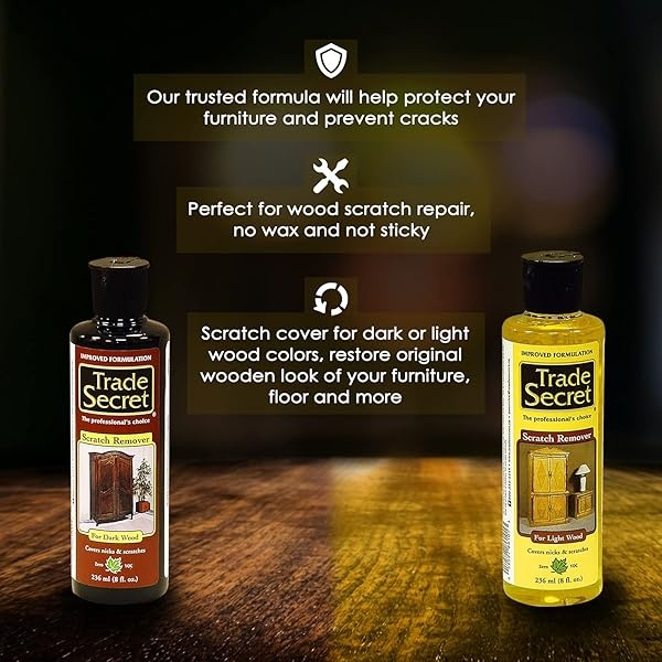 Trade Secret - Corrector de arañazos para muebles de madera real y cubierta de piso con rasguños y arañazos en superficies de madera, oculta defectos menores (claro y oscuro) - Image 7