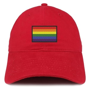 Trendy Apparel Shop - Gorro de algodón bordado con bandera de arco iris, Rojo, Talla única