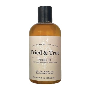 Tried & True - Aceite de barniz superior con acabado y sellador, 8 onzas, resina de pino natural y aceite de linaza, ideal para muebles interiores, mesas, encimeras, apto para alimentos, resistente a