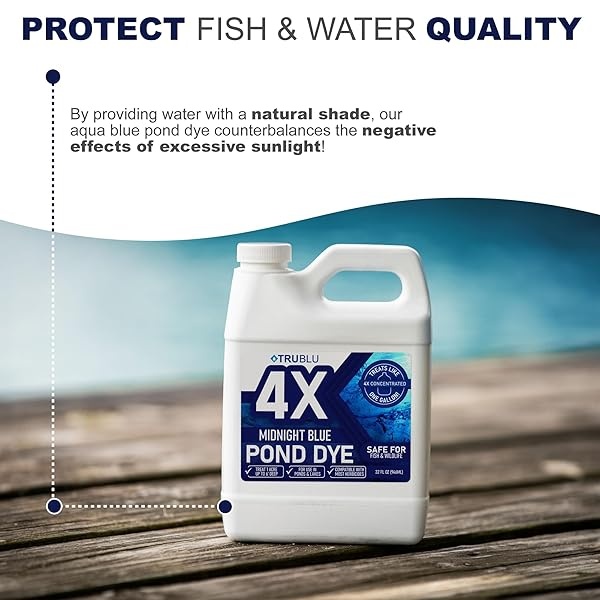 TruBlu - Tinte para estanque azul, tinte para piscina, controla las algas con una fórmula concentrada, tinte azul que proporciona sombra de estanque, tinte azul natural para estanque - Image 4
