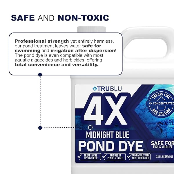 TruBlu - Tinte para estanque azul, tinte para piscina, controla las algas con una fórmula concentrada, tinte azul que proporciona sombra de estanque, tinte azul natural para estanque - Image 7