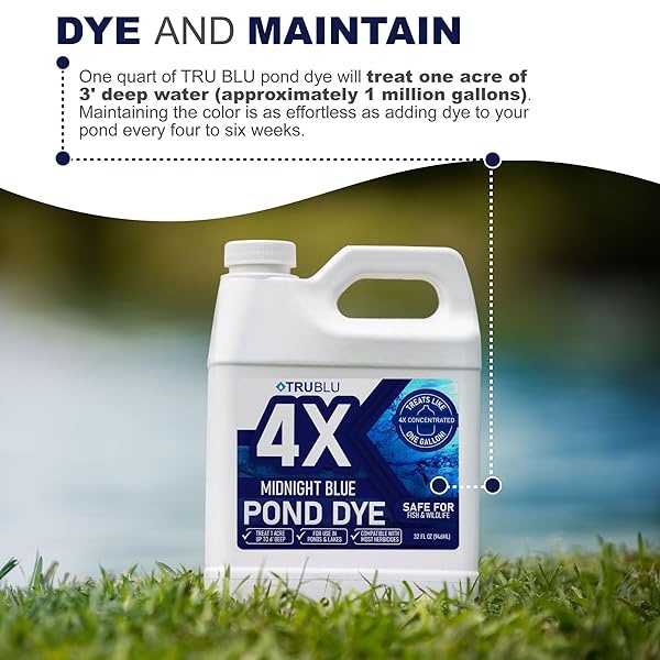 TruBlu - Tinte para estanque azul, tinte para piscina, controla las algas con una fórmula concentrada, tinte azul que proporciona sombra de estanque, tinte azul natural para estanque - Image 9
