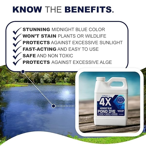TruBlu - Tinte para estanque azul, tinte para piscina, controla las algas con una fórmula concentrada, tinte azul que proporciona sombra de estanque, tinte azul natural para estanque - Image 10