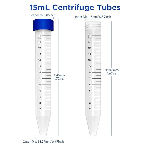 Tubos de centrífuga cónicos de polipropileno, 50 unidades, 15 ml, estériles, a prueba de fugas, con tapón de rosca, graduados, para laboratorio y pruebas de radiación gamma, sin pirogenos, sin AD - Image 4