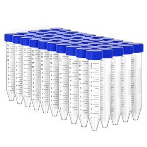 Tubos de centrífuga cónicos de polipropileno, 50 unidades, 15 ml, estériles, a prueba de fugas, con tapón de rosca, graduados, para laboratorio y pruebas de radiación gamma, sin pirogenos, sin AD