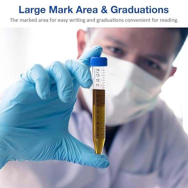 Tubos de centrífuga cónicos de polipropileno, 50 unidades, 15 ml, estériles, a prueba de fugas, con tapón de rosca, graduados, para laboratorio y pruebas de radiación gamma, sin pirogenos, sin AD - Image 6
