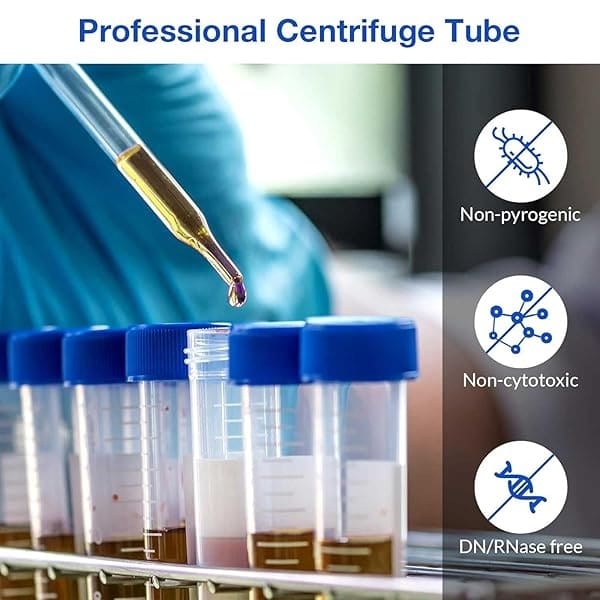 Tubos de centrífuga cónicos de polipropileno, 50 unidades, 15 ml, estériles, a prueba de fugas, con tapón de rosca, graduados, para laboratorio y pruebas de radiación gamma, sin pirogenos, sin AD - Image 8