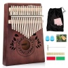UNOKKI Kalimba - Piano de pulgar de 17 teclas, piano de caoba portátil con instrucciones, bolsa de transporte y martillo de afinación, reduce el estrés y promueve el bienestar, regalo para niños,