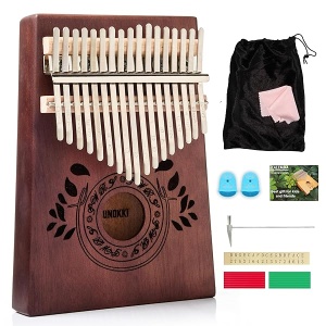 UNOKKI Kalimba - Piano de pulgar de 17 teclas, piano de caoba portátil con instrucciones, bolsa de transporte y martillo de afinación, reduce el estrés y promueve el bienestar, regalo para niños,