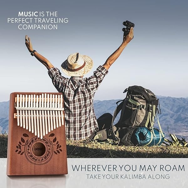 UNOKKI Kalimba - Piano de pulgar de 17 teclas, piano de caoba portátil con instrucciones, bolsa de transporte y martillo de afinación, reduce el estrés y promueve el bienestar, regalo para niños, - Image 9
