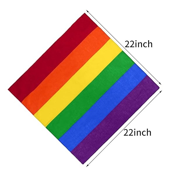 URATOT 6 paquetes de pañuelos de algodón con diseño de arcoíris gay orgullo arcoíris, Arcoíris de rayas gruesas., Medium - Image 3