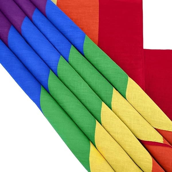 URATOT 6 paquetes de pañuelos de algodón con diseño de arcoíris gay orgullo arcoíris, Arcoíris de rayas gruesas., Medium - Image 5