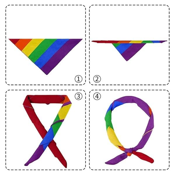 URATOT 6 paquetes de pañuelos de algodón con diseño de arcoíris gay orgullo arcoíris, Arcoíris de rayas gruesas., Medium - Image 6