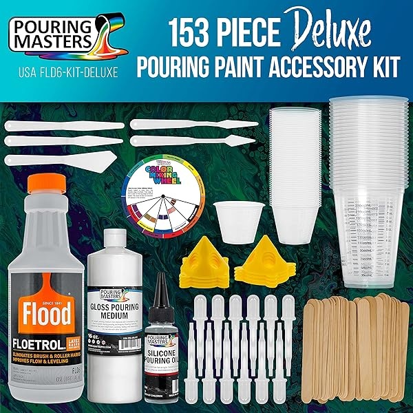 U.S. Art Supply – 1 cuarto de galón de aceite de silicona, vasos de plástico, mini soportes de pintura, varillas, esparcidores - Image 3
