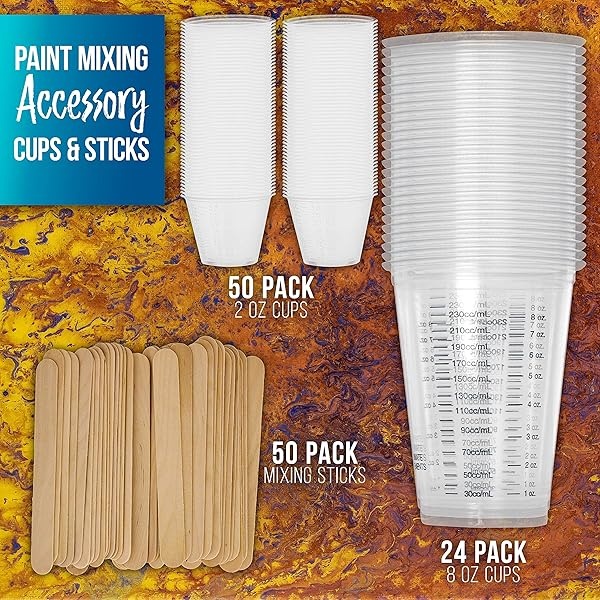 U.S. Art Supply – 1 cuarto de galón de aceite de silicona, vasos de plástico, mini soportes de pintura, varillas, esparcidores - Image 5