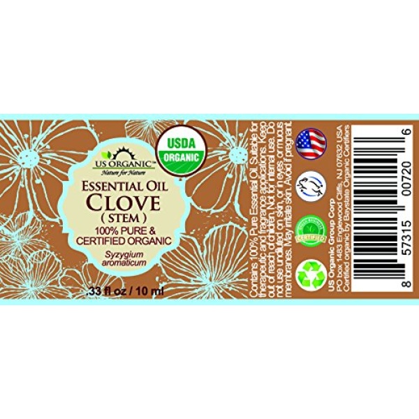 US Organic 100% Pure Clove Stem Essential Oil - USDA Certified Organic, Steam Distilled (10 ml) - Image 3