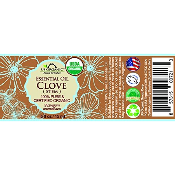 US Organic 100% Pure Clove Stem Essential Oil - USDA Certified Organic, Steam Distilled (15 ml) - Image 3