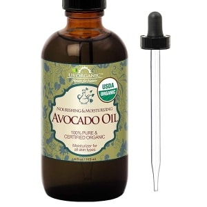 US Organic_Aceite de Aguacate Virgen, Sin Refinar, Certificado Orgánico por USDA, 100% Puro y Natural, Prensado en Frío, en Botella de Vidrio Ámbar con Cuentagotas para Fácil Aplicación (115 ml)