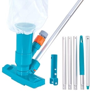 U.S. Pool Supply limpiador de agua portátil de lujo para piscina con 5 secciones de poste, cepillos para fregar, bolsa de hojas – para piscinas sobre el suelo, balnearios, estanques, piscinas inflables – Se fija a manguera de jardín