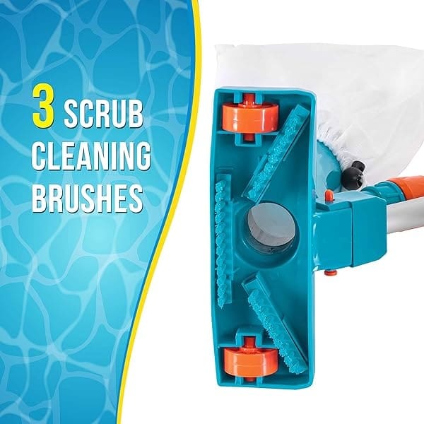 U.S. Pool Supply limpiador de agua portátil de lujo para piscina con 5 secciones de poste, cepillos para fregar, bolsa de hojas – para piscinas sobre el suelo, balnearios, estanques, piscinas inflables – Se fija a manguera de jardín - Image 5