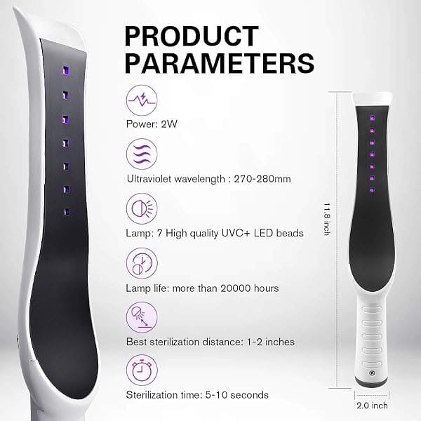 UV Light Sanitizer Wand, Portable UVC Light Sanitizer Perfect for Home Hotel Travel Car Kills 99% of Germs USB Rechargeable UV Sanitizer Lamp Stick Handheld Ultraviolet Light Sanitizer - Image 4