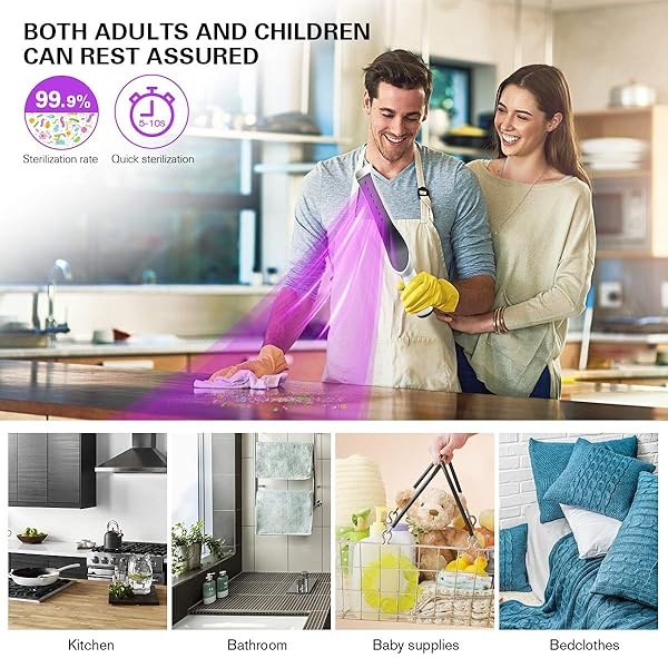 UV Light Sanitizer Wand, Portable UVC Light Sanitizer Perfect for Home Hotel Travel Car Kills 99% of Germs USB Rechargeable UV Sanitizer Lamp Stick Handheld Ultraviolet Light Sanitizer - Image 7
