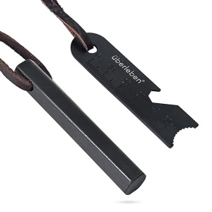 Überleben Ferro - Arrancador de fuego para supervivencia con disparos multiherramienta, cordón - 3 pulgadas de largo, acero hexagonal de 1/2 pulgadas de grosor, 20.000 golpes, pedernal impermeable y