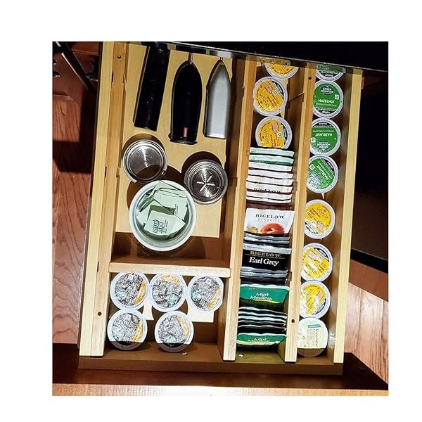 Un juego de organizador de cajones de madera ajustable con 4 piezas adicionales para utensilios de cocina y cubiertos, maquillaje de baño y artículos de cambiador y suministros de computadora de oficina, hace que sea el máximo de su almacenamiento. - Image 9