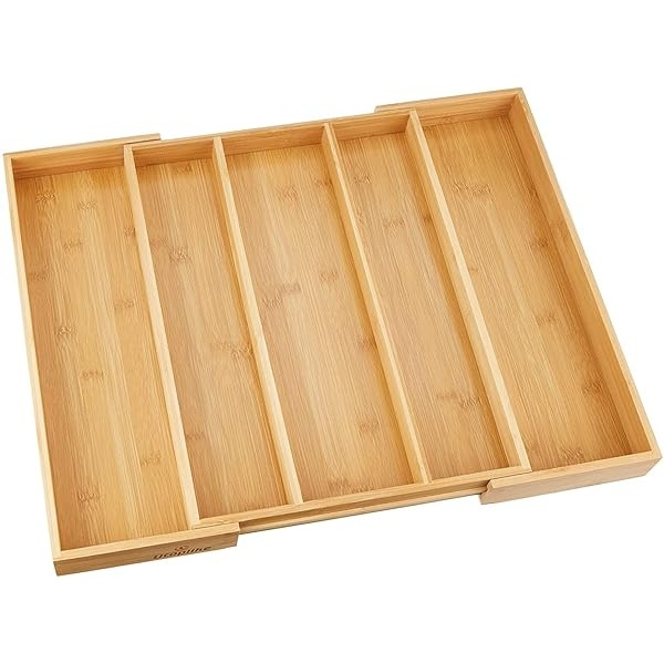 Utoplike - Organizador de cajones de cocina expandible de bambú, soporte ajustable para utensilios y bandeja para cubiertos, divisor de cajones para cubiertos, cubiertos, cuchillos en la cocina, - Image 9