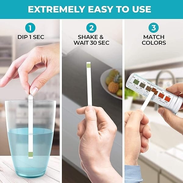 VARIFY Kit de prueba de dureza de agua premium | Tiras de prueba de calidad de agua dura rápida y precisa para suavizante de agua, lavaplatos, piscina de spa, etc. | 0-425 ppm | Dureza total de calcio y magnesio (150 tiras) - Image 3