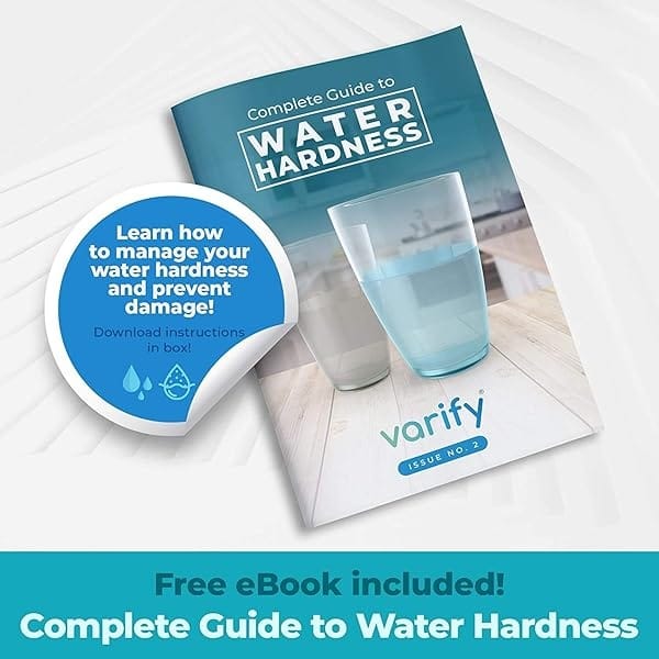 VARIFY Kit de prueba de dureza de agua premium | Tiras de prueba de calidad de agua dura rápida y precisa para suavizante de agua, lavaplatos, piscina de spa, etc. | 0-425 ppm | Dureza total de calcio y magnesio (150 tiras) - Image 7