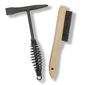VASTOOLS - Martillo de soldadura con mango de resorte helicoidal, 10.5 pulgadas, cono y cincel vertical/cepillo para polvo de alambre de 10 pulgadas (última intervensión), negro