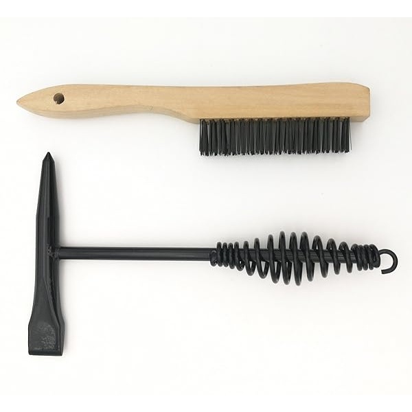 VASTOOLS - Martillo de soldadura con mango de resorte helicoidal, 10.5 pulgadas, cono y cincel vertical/cepillo para polvo de alambre de 10 pulgadas (última intervensión), negro - Image 8