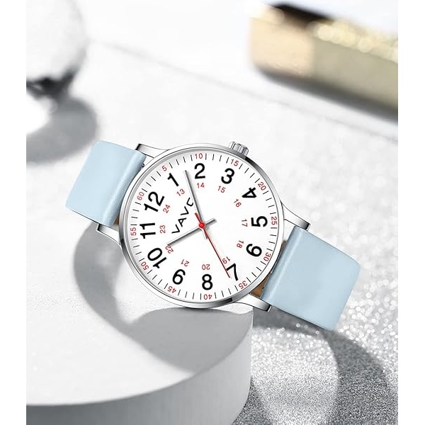 VAVC - Reloj de enfermera para estudiantes de medicina, médicos, mujeres con segunda mano y 24 horas. Reloj fácil de leer, 4Teagreen-40 mm. - Image 7