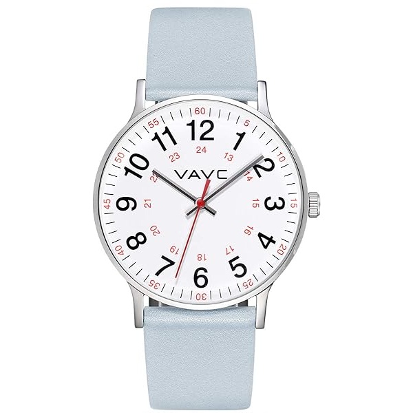 VAVC - Reloj de enfermera para estudiantes de medicina, médicos, mujeres con segunda mano y 24 horas. Reloj fácil de leer, 4Teagreen-40 mm.