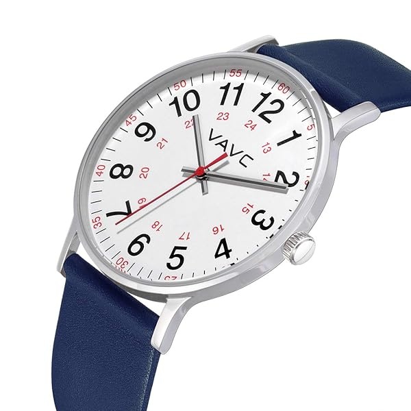 VAVC - Reloj de enfermera para estudiantes de medicina, médicos, mujeres con segunda mano y 24 horas. Reloj fácil de leer, 5 azul-40 mm. - Image 3