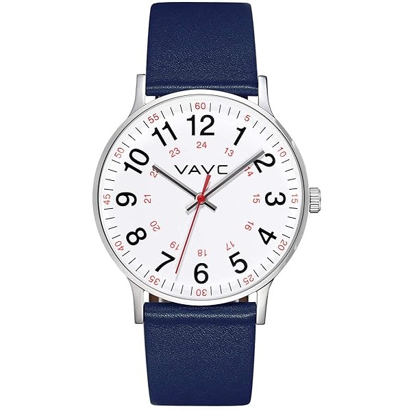 VAVC - Reloj de enfermera para estudiantes de medicina, médicos, mujeres con segunda mano y 24 horas. Reloj fácil de leer, 5 azul-40 mm.
