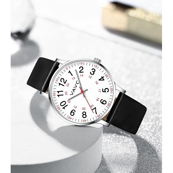 VAVC - Reloj de enfermera para estudiantes de medicina, médicos, mujeres con segunda mano y 24 horas. Reloj fácil de leer, 2 negro-40 mm. - Image 7