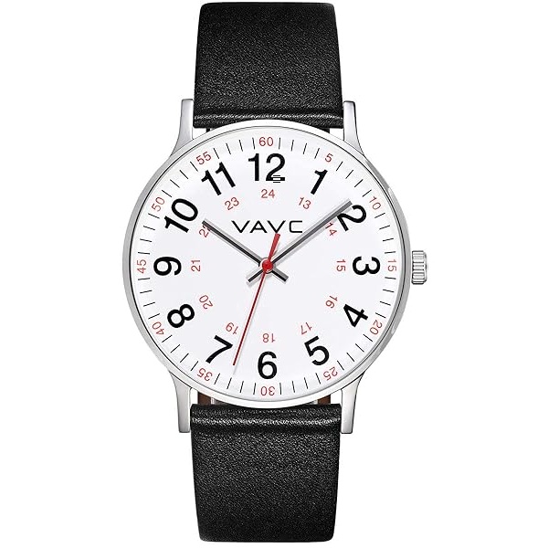 VAVC - Reloj de enfermera para estudiantes de medicina, médicos, mujeres con segunda mano y 24 horas. Reloj fácil de leer, 2 negro-40 mm.