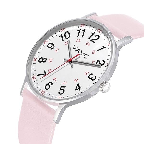 VAVC - Reloj de enfermera para estudiantes de medicina, médicos, mujeres con segunda mano y 24 horas. Reloj fácil de leer, 3 rosa-40 mm. - Image 3